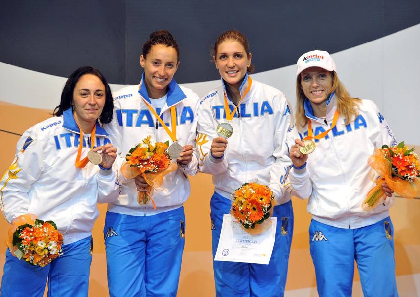 Mondiali 2011, Catania: argento. Ilaria Salvatori, Elisa di Francisca, Arianna Errigo e Valentina Vezzali, 